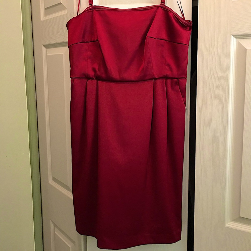 Satin wine/burgundy cocktail dress.